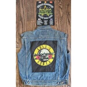 Rare Edwin made in Japan denim Jacket Vest Guns N Roses GNR World Tour 2002 Sz M